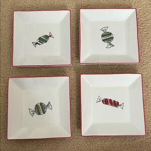 Food Network Square Candy Design Holiday Appetizer/Dessert Plates